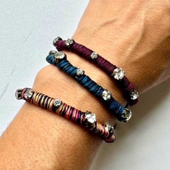 3x Madewell Woven Rhinestone Bracelets - Picture 1 of 6